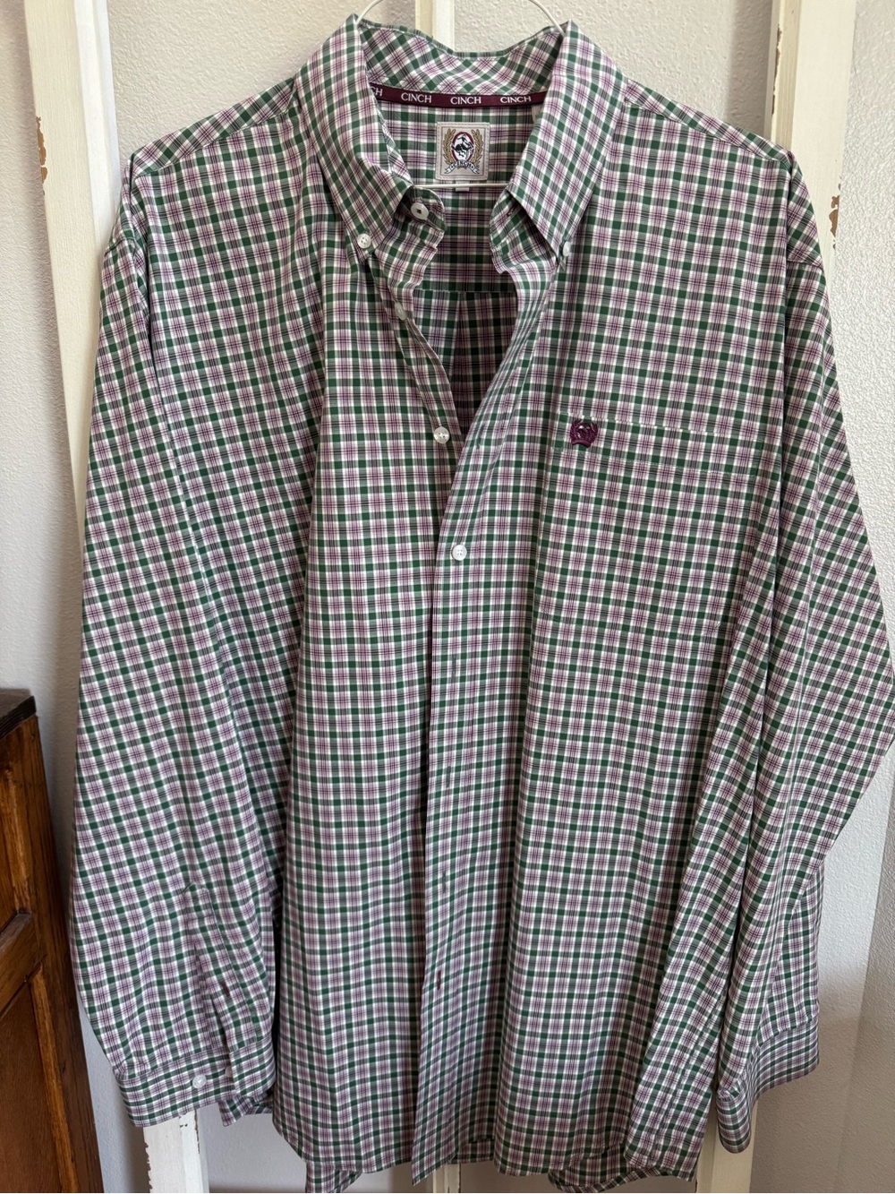 Cinch Men's Green & Pink Plaid Button-Down Shirt